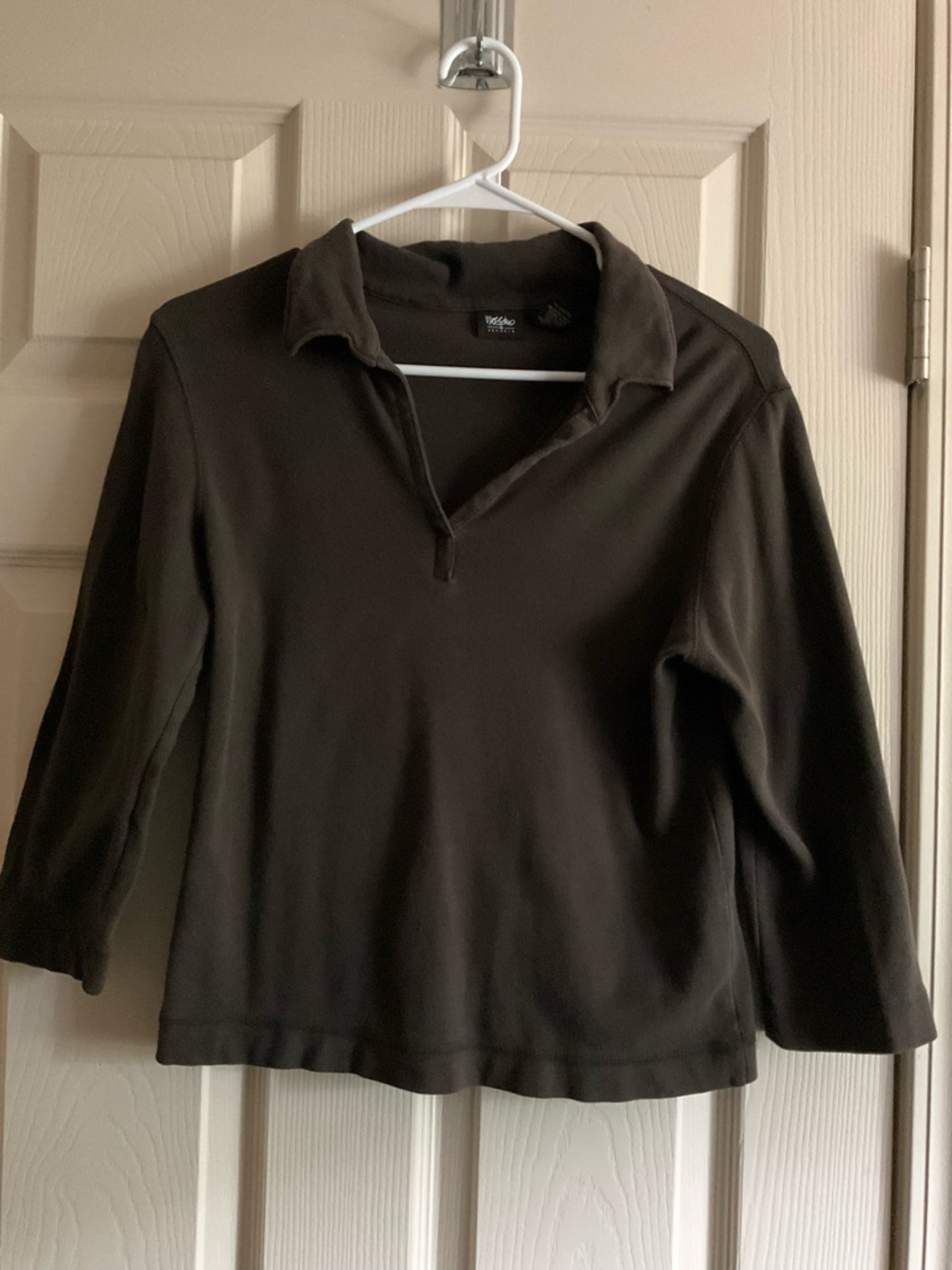 Mossimo Brown V Neck 3/4 Sleeve Business Casual Medium